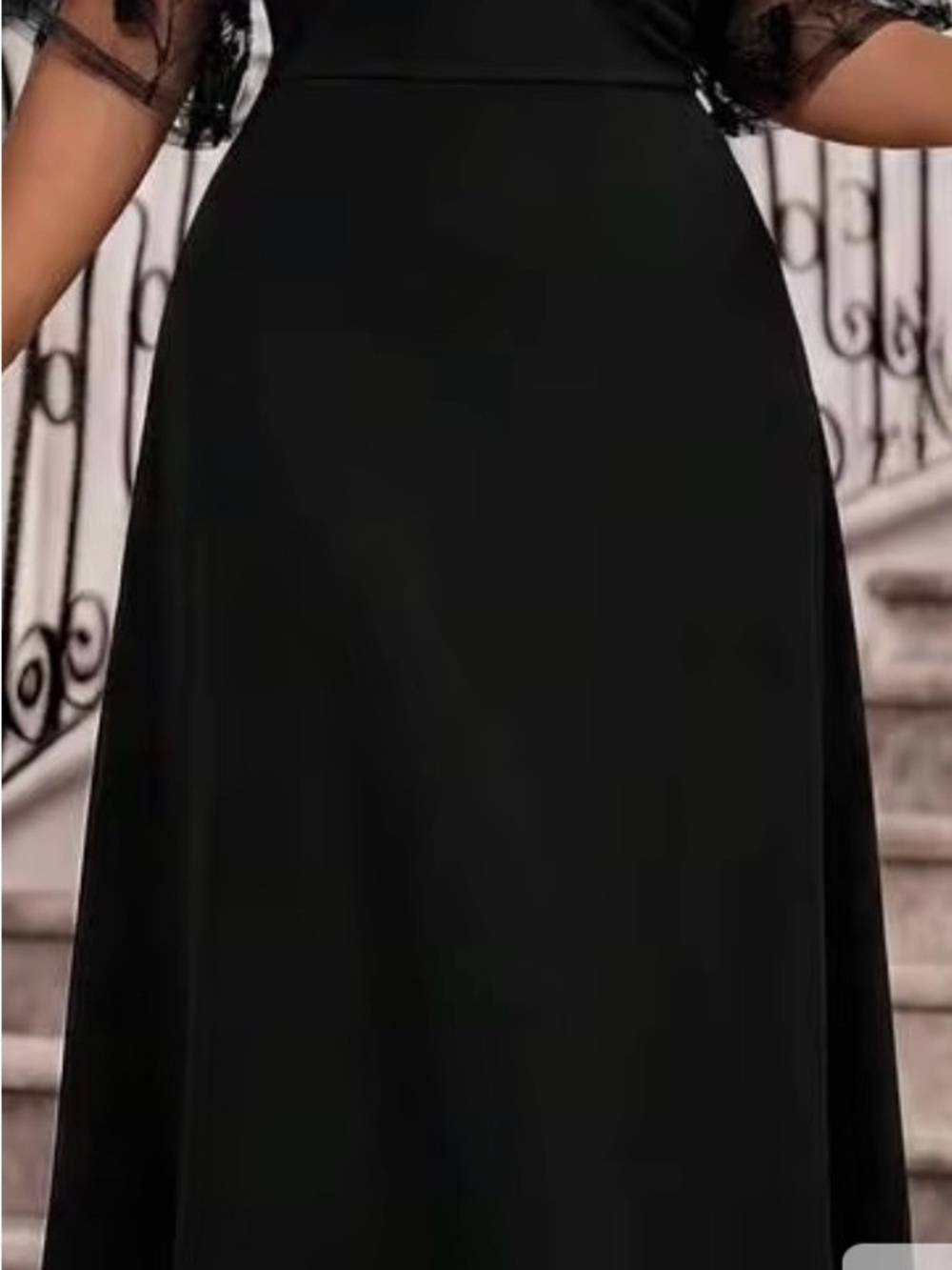 Elegant Black Lace Sleeve Maxi Dress - Picture 6 of 7